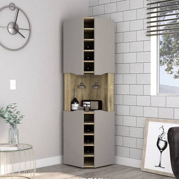 Corner Bar Cabinet | Four One - Door Cabinets for Hidden Storage | TSCA Compliant Product | Keeps Your Bar Neat