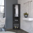 thumbnail image 1 of Corner Bar Cabinet with Glass Doors, 75 Inch Tall Farmhouse Wine Bar Cabinet with Two Shelves and Stemware, Home Bar for Dining Room/Living Room/Kitchen, Black, 1 of 5