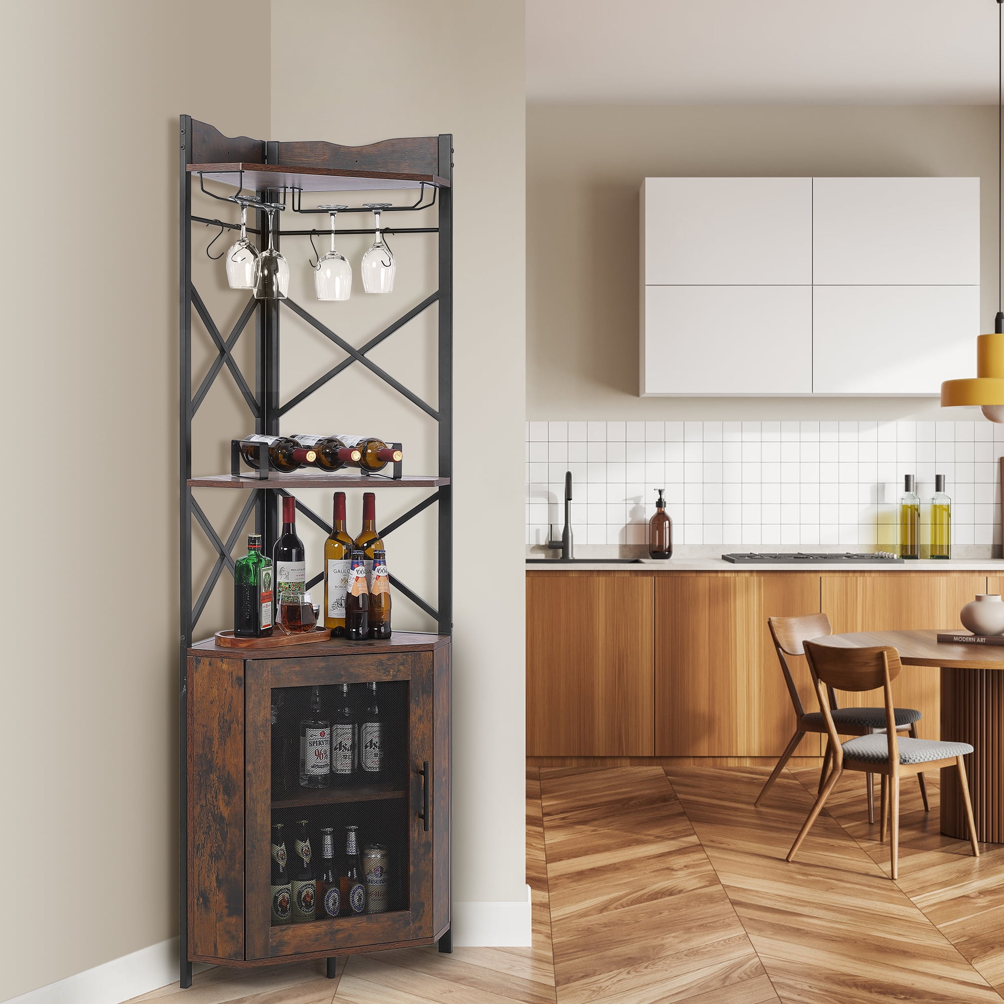 Shelf Industrial Wine Storage Corner Wine Rack IDEALHOUSE Corner