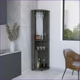 thumbnail image 1 of Corner Bar Cabinet, Modern with Glass Doors, Glass Rack & Mirror | Engineered Wood, 1 of 7