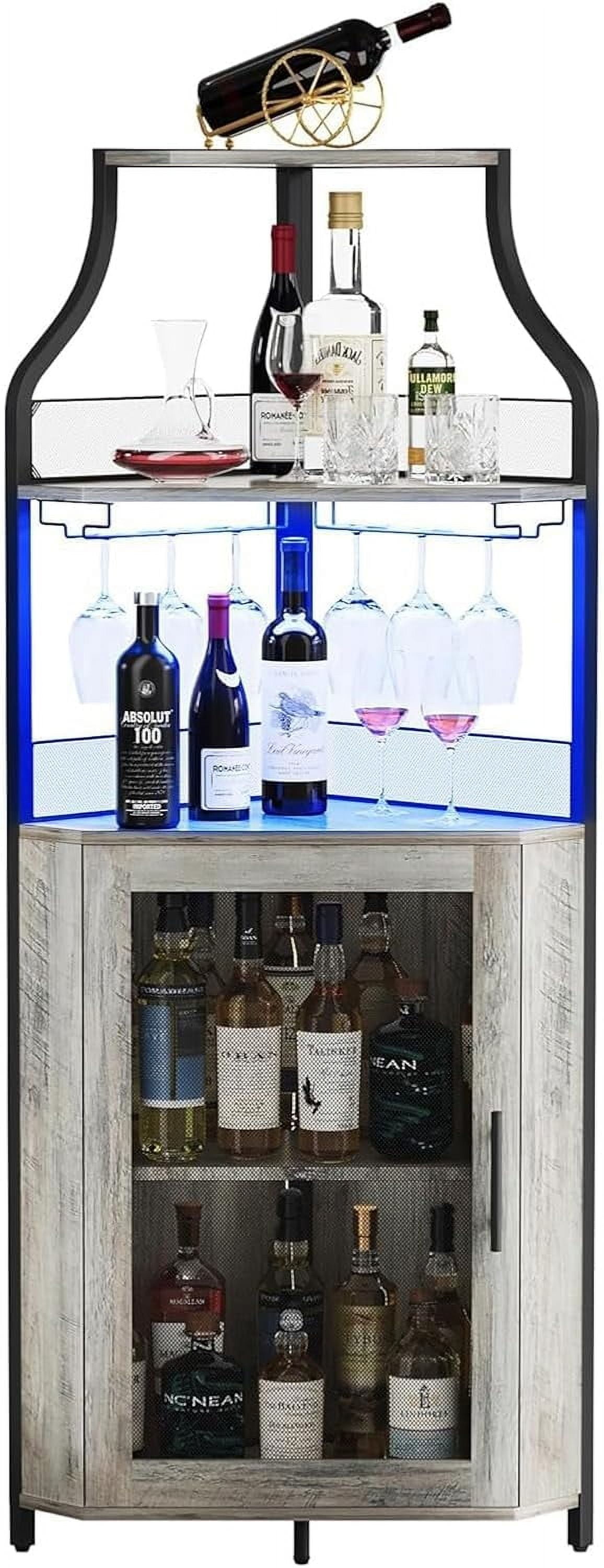 Corner Bar Cabinet | Wine Bar Cabinet with Glass Holder | 5-Tiers ...