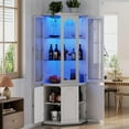 Corner Bar w/LED Lights, Tall Modern Wine with Tempered
