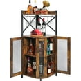 thumbnail image 1 of Corner Bar Cabinet with Glass Holder, x-Cosrack Storage Cabinet with Door and Shelves,Corner Shelf with Wine Rack, Rustic Brown, 1 of 9