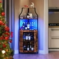 thumbnail image 1 of Corner Bar Cabinet with LED Light, Wine Bar Cabinet and Glass Holder, 5-Tiers Storage Space, Industrial Wine Rack for Small Space, Dining Room, 1 of 7
