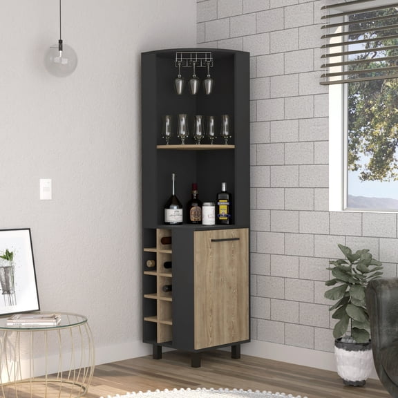 Corner Bar Single Door Wine Storage Cabinet | Ideal for Wine Lovers to Store and Display Wine | TSCA Compliant Engineered Wood Product | Keep Your Wine Collection in Good Order