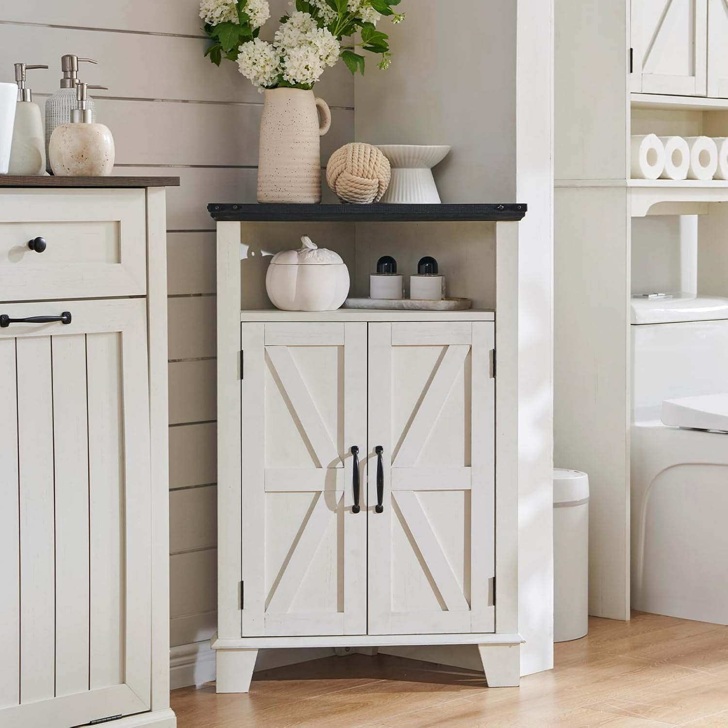 Corner Bathroom Cabinet Small Corner Cabinet with Barn Door ...