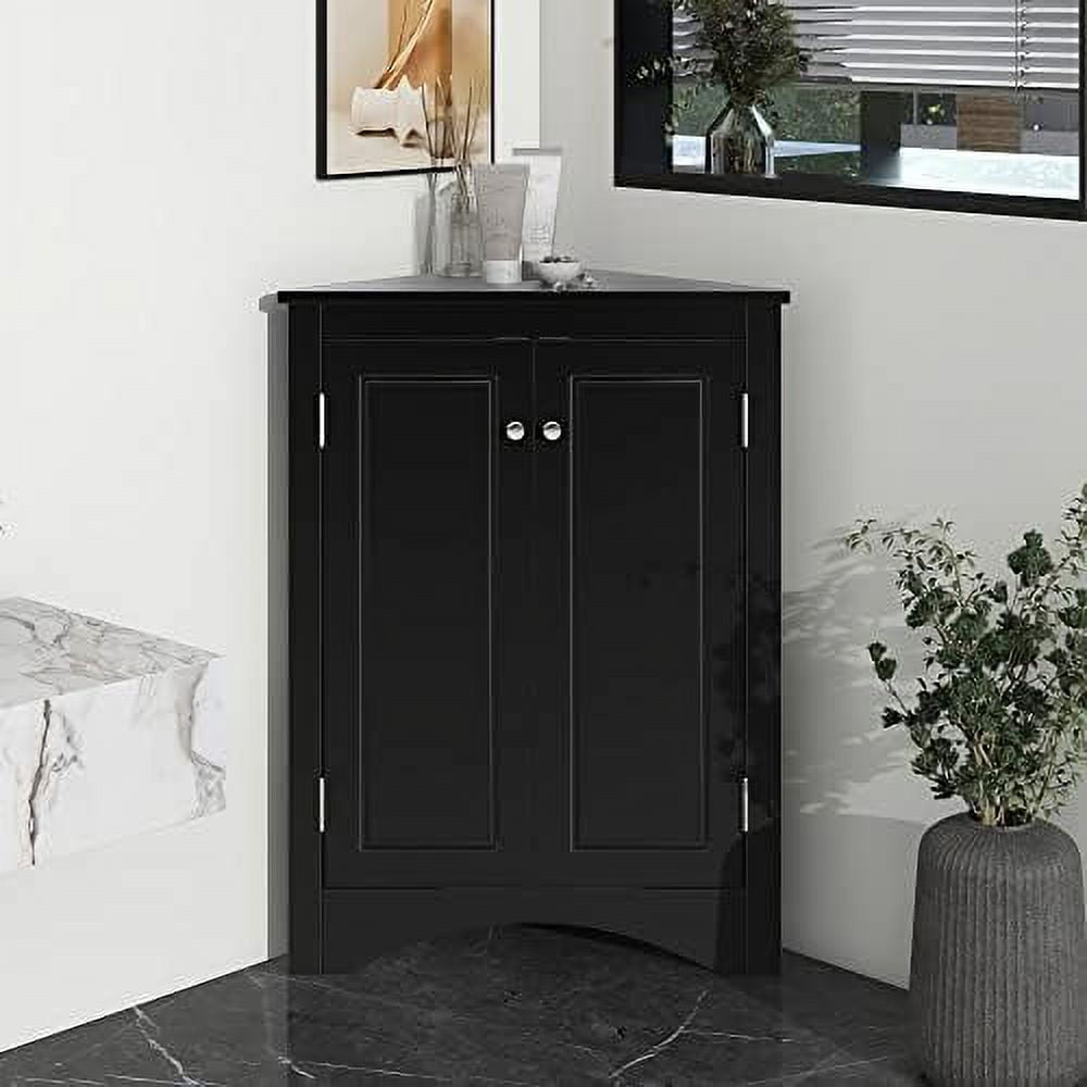 Corner Bathroom Cabinet Small Floor Bathroom Cabinet with 2 Doors and 2 ...