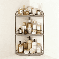 thumbnail image 1 of Corner Bathroom Counter Organizer, 3-Tier Wood Countertop Organizer for Perfume, Makeup Storage, Skincare Organizers for Vanity, Counter Corner Shelf for Kitchen, Bathroom, Dresser (grey), 1 of 8