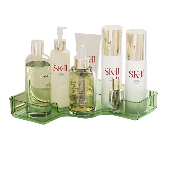 Corner Bathroom Counter Organizer, Countertop Perfume Tray and Vanity Organizer, Makeup Organizer, Corner Storage Organizers for Bathroom, Dresser, Kitchen(Green)