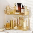 thumbnail image 1 of Corner Bathroom Countertop Organizer, Vanity Organizer Trays for Counter, Makeup Organizers, Perfume Tray, Skincare Shelf Storage Gifts for Women Girl Student (Yellow, 2 Tiers), 1 of 6