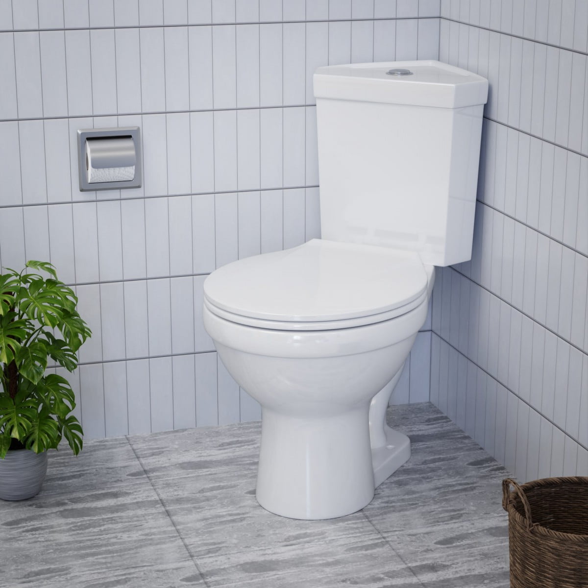 Corner Bathroom Toilet 2 Piece Round Dual Flush Watersense ADA