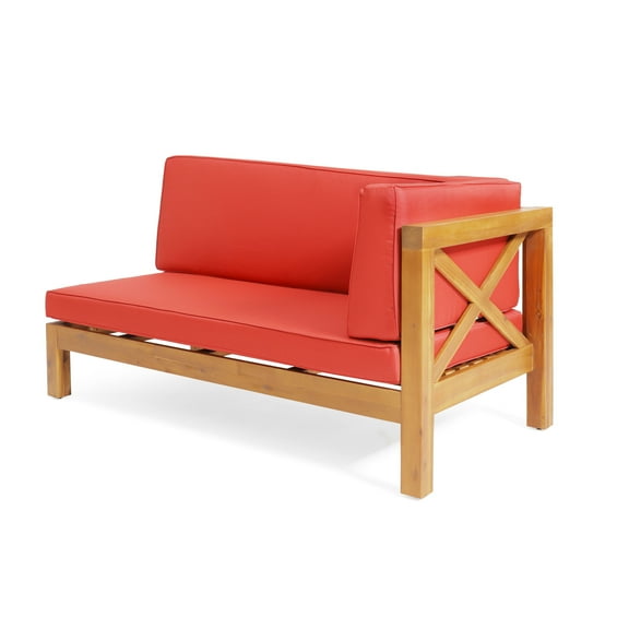 Corner Bench In Red - Wood And Easy-to-maintain Water- Cushions For Outdoor Relaxation Strong Frame Seat Padding