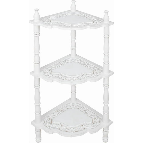 Corner Book Shelf, Corner Table, Corner Shelf Stand, Bathroom Corner Shelf, Corner Shelves for Small Space, Standing Shelf Units Home Office - (L 14.5X W 14.5X H 40 - Antique White)