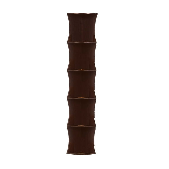 Corner Bookcase, 5 Storage Shelves, 77 Inch Tall, Red Cocoa Brown