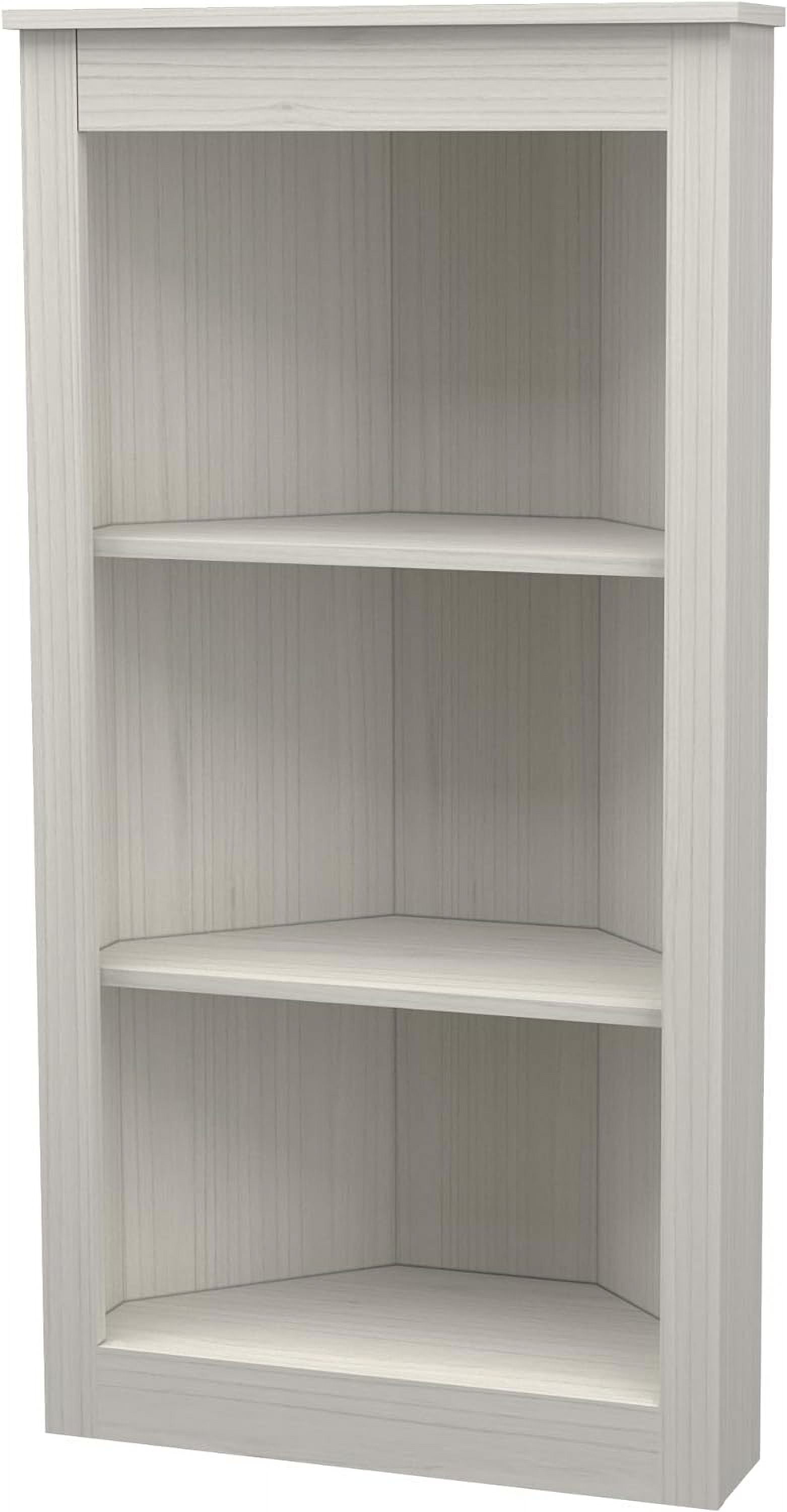 Elegant Washed Oak Corner Bookcase with 3 Open Shelves