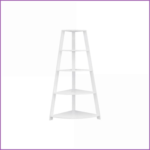 Corner Bookshelf 4 Tier 60 H Contemporary White Laminate | White | Particle Board