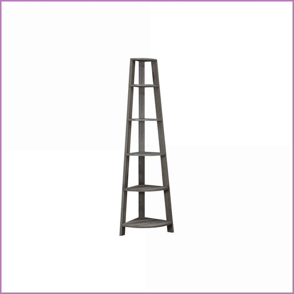 Corner Bookshelf, 5 Tier 71"H Modern | Taupe | Particle Board