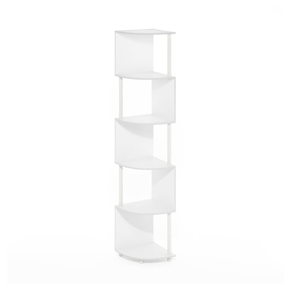 Corner Bookshelf 5 Tier, Zigzag Bookcase - White Space Saving Shelves for Living Room, Bedroom, Home Office - Modern Display Rack for Books, Plants, Decor