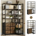 Corner Bookshelf with 6 Fabric Drawers, Convertible Tall Bookcase 7
