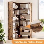 Corner Bookshelf, 6 Tiers Corner Bookcases with Baffles, 6-Tier Corner Bookshelf with Baffles,Large Storage Corner Bookshelf Display Rack 71Tall Modern L shaprner Etagere Bookcase Corner Shelf L Sha
