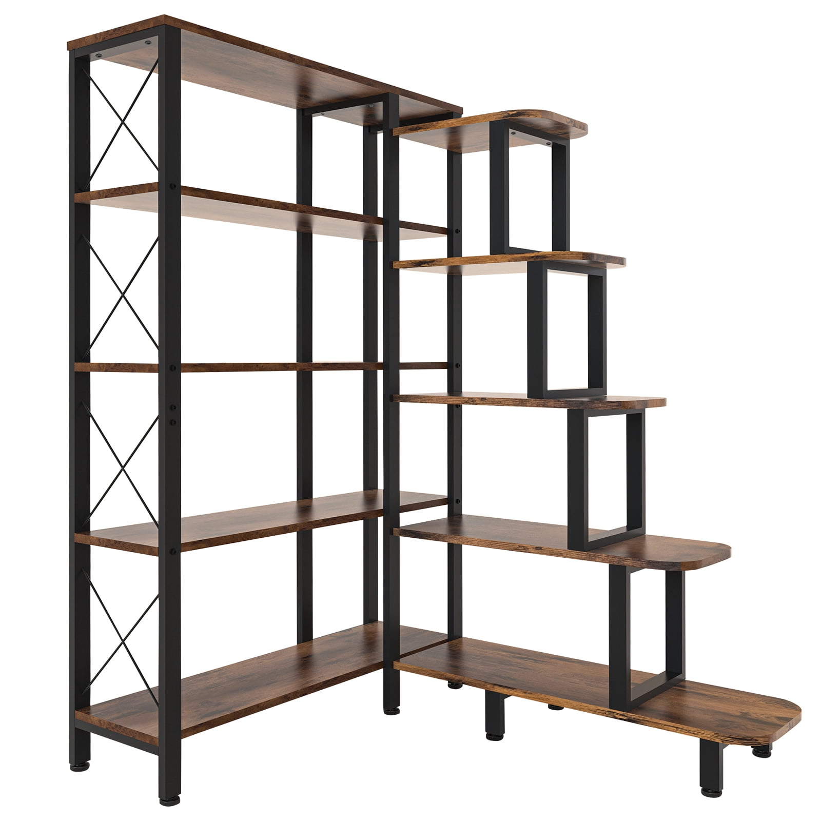 HOMEFORT 5 Tier Corner Bookshelf, Small Corner Bookcase Cabinet Slim Corner Tall