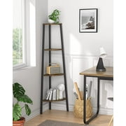 Corner Bookshelf, Corner Shelf Standing, Corner Storage Shelf Stand, Shelving Unit, Display Rack for Bedroom, Living Room, Office, Kitchen, Rustic Brown 4 Tier