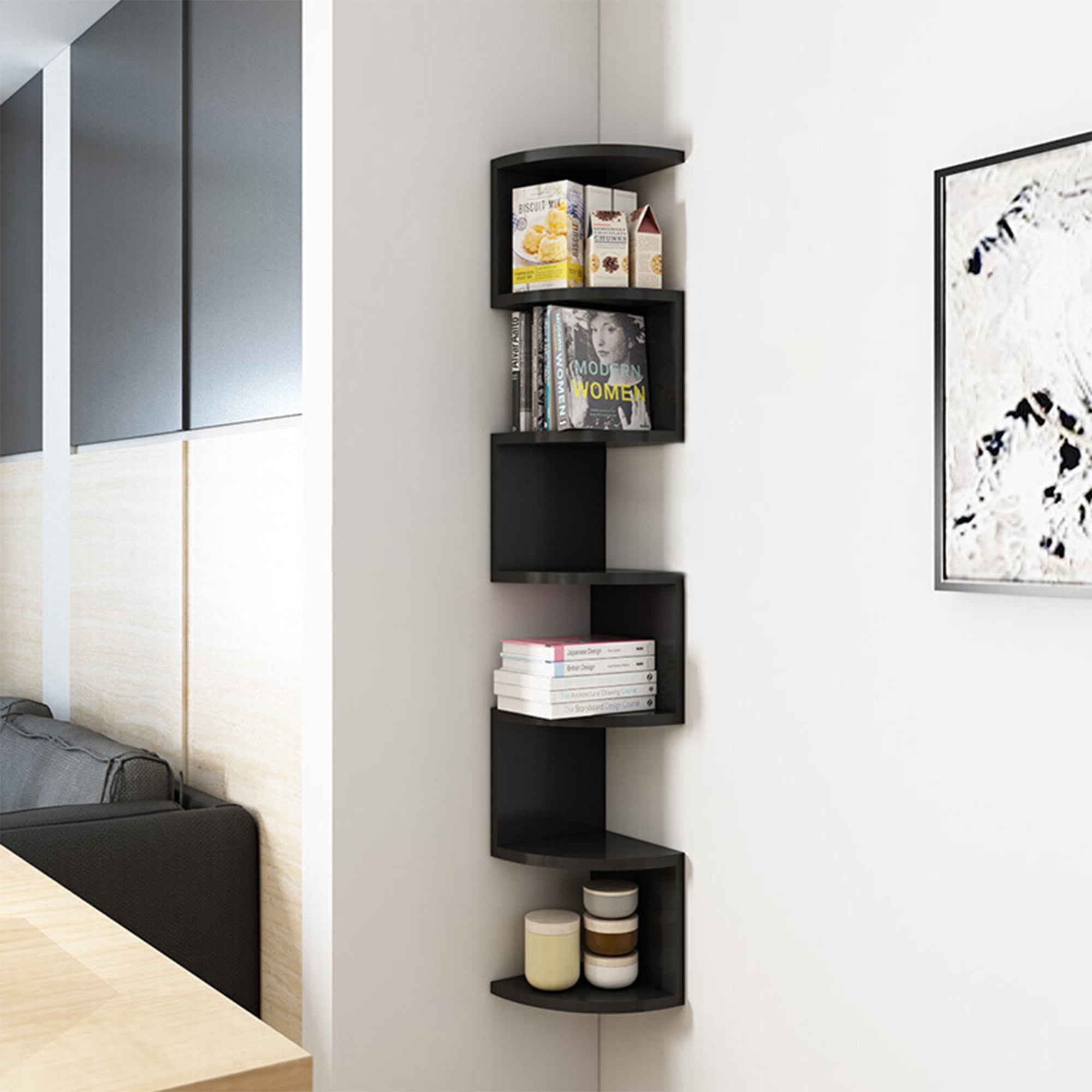 Corner Bookshelf Wall Mount Corner Shelf Black Corner Bookshelf 7 Tiers