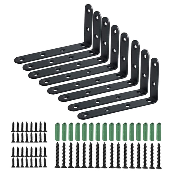 Corner Brace 8 Pcs Shelf Bracket Heavy Duty Black Steel L Corner Brace, Decorative Joint Angle Bracket for Shelf 5 InchX3 Inch Shelves Wall Hanging Bracket with Screws (125X75mm(5 InchX3 Inch)(4PCS)