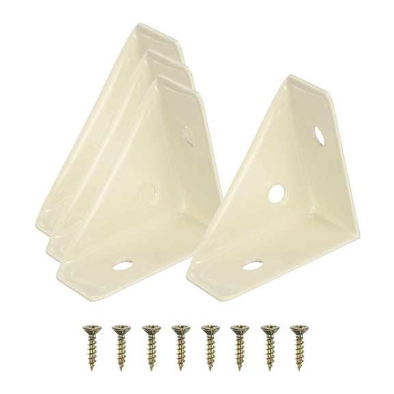 Corner Brace Brackets, 4Pcs 38mm x 38mm Carbon Steel Triangle Corner Braces, Beige