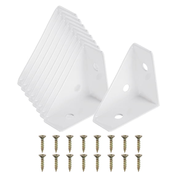 Corner Brace Brackets, 8Pcs 38mm x 38mm Carbon Steel Triangle Corner Braces, White