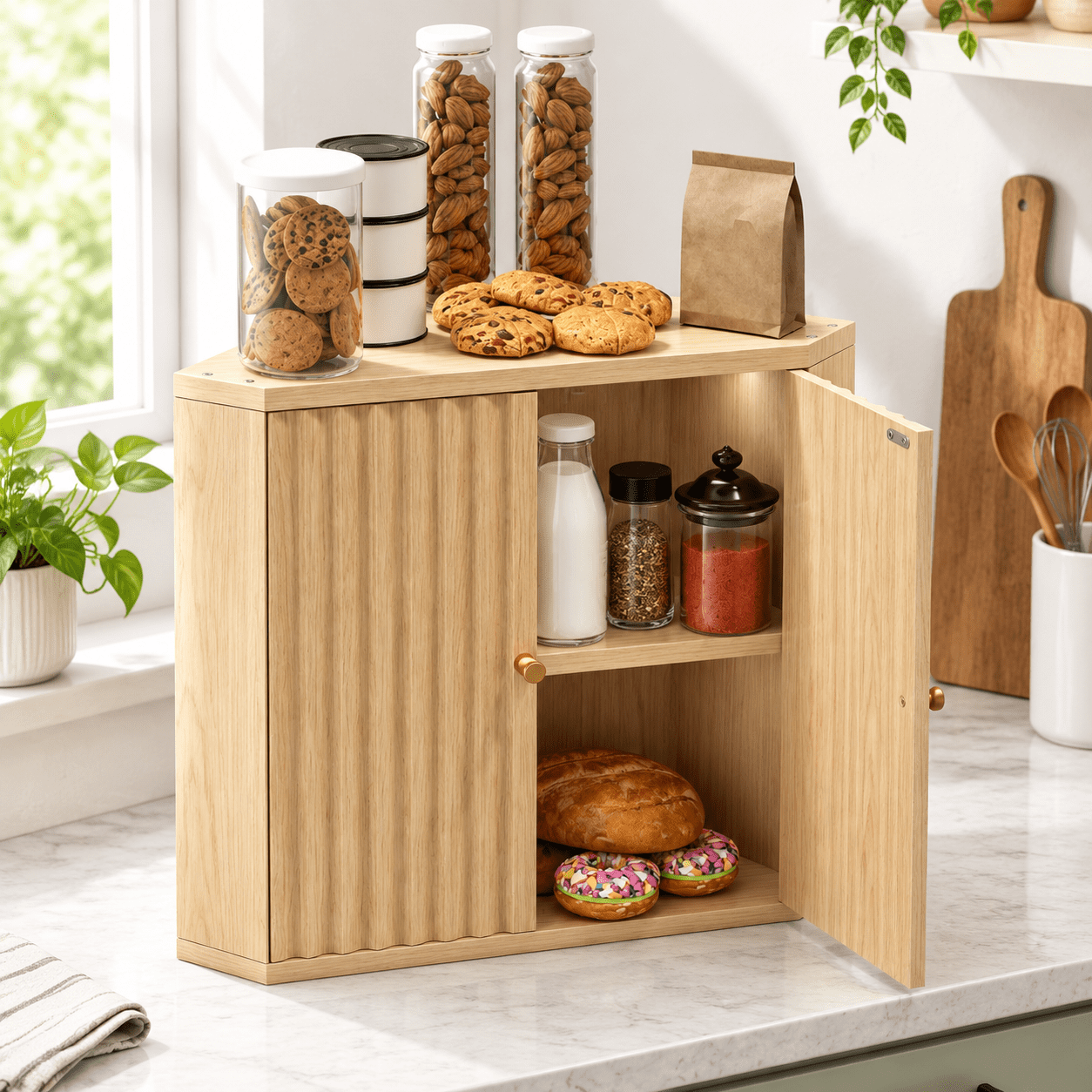 Corner Bread Box For Kitchen Countertop Large Vintunder Cabinet ...