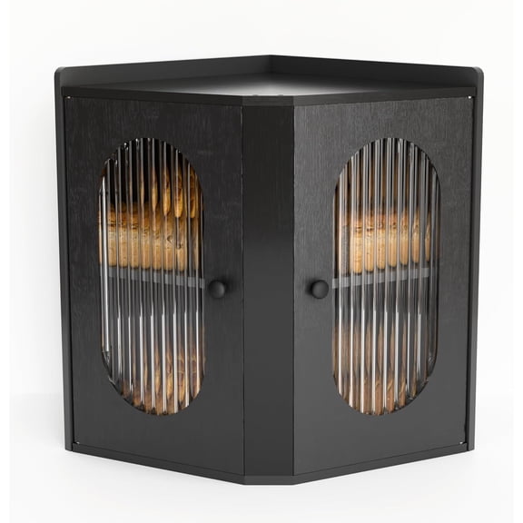 Corner Bread Box for Kitchen Countertop,2-Tier Extra Large Adjustable Bread Storage Container for Homemade Bread,Bamboo Bread Holder for Kitchen Counter,Cabinet,Pantry Shelf (Black)