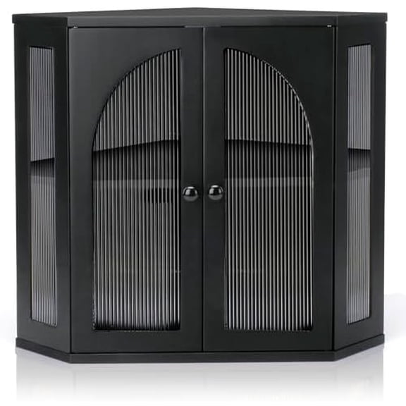 Corner Bread Box for Kitchen Countertop, Double Layer Bamboo Bread Storage Container for Homemade Bread, Large Capacity Bread Holder with 3 Adjustable Height for Counter, Breadbox Organizer