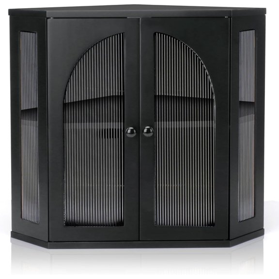 Corner Bread Box for Kitchen Countertop, Double Layer Bamboo Bread Storage Container for Homemade Bread, Large Capacity Bread Holder with 3 Adjustable Height for Counter, Breadbox Organizer