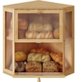 thumbnail image 1 of Corner Bread Box for Kitchen Countertop, Double Layer Bamboo Bread Storage Container, Large Farmhouse Bread box with Acrylic Wavy Door Panel, Under Cabinet Organizer (Natural, Extra Large), 1 of 14
