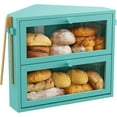 thumbnail image 1 of Corner Bread Box for Kitchen Countertop, Large Double Layer Bread Storage Container for Homemade Bread, Black Bread Holder for Kitchen Counter, Under Cabinet Organizer (Blue, Medium), 1 of 14