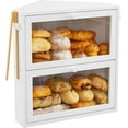 thumbnail image 1 of Corner Bread Box for Kitchen Countertop, Large Double Layer Bread Storage Container for Homemade Bread, Black Bread Holder for Kitchen Counter, Under Cabinet Organizer (White, Extra Large), 1 of 14