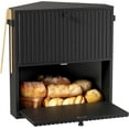 thumbnail image 1 of Corner Bread Box for Kitchen Countertop, Large Vintage Bread Storage Container Bin for Homemade Bread, Double Layer Farmhouse Bread Holder for Kitchen, Cabinet, Pantry (Black, Extra Large), 1 of 14