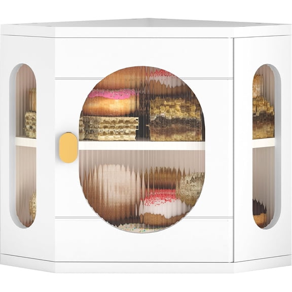 Corner Bread Box for Kitchen Countertop, Large Wooden Bread Box, Double Layer Bread Storage Bin, Bamboo Breadbox for Homemade Bread, Farmhouse Kitchen Organizer with Acrylic Window