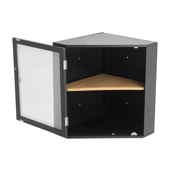 Corner Bread Box for Kitchen, Bamboo Bread Storage Container - Double Layer, Large Capacity, Farmhouse Style with Acrylic Door