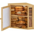 thumbnail image 1 of Corner Bread Box for Kitchen Countertop,Bread Storage for Homemade Bread, Double Layer Large Bamboo Kitchen Storage Bin with Window (Natural, Medium), 1 of 16