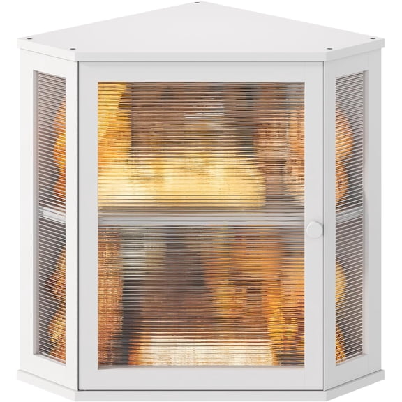 Corner Bread Box for Kitchen Countertop, Farmhouse Style with Acrylic Wavy Door Panel White Counter Bread boxes, Extra Large Food Storage Container