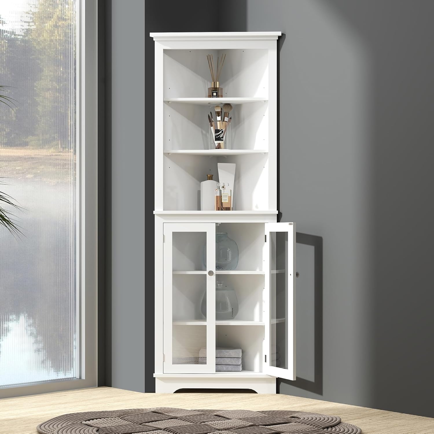 Corner 63 inches Tall Freestanding Storage with 2
