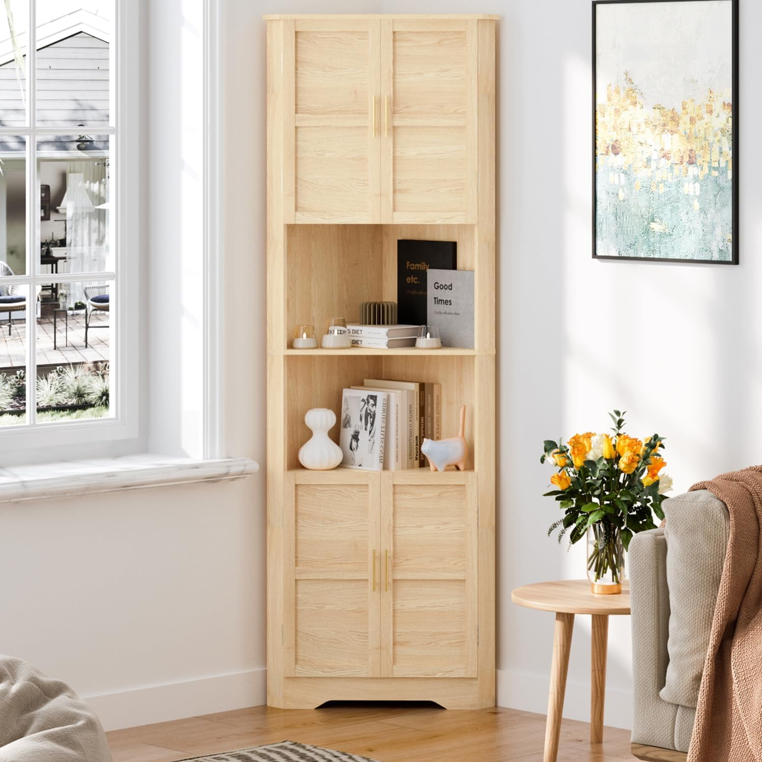 Corner Cabinet, 67'' Tall Corner Storage Cabinet with Adjustable ...