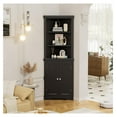 thumbnail image 1 of Corner Cabinet, Freestanding Corner Shelf with 2 Doors and 3 Shelves, Bathroom Corner Storage Cabinet for Bathroom, Living Room, Bedroom or Kitchen (Espresso), 1 of 7