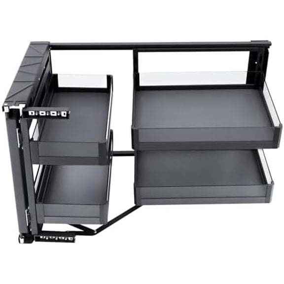 Corner Cabinet Organizer, 14In Blind Corner Cabinet Pull Out Organizer with 2 Tiers Swing Tray and 4 Height Adjustable Baskets, Magic Pull Out Left or Right Handed Open Organizer for Kitchen