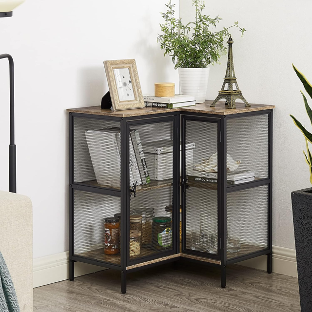 Corner Table with 3 Tier Open Shelf Multipurpose Display