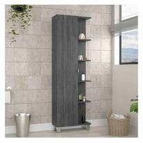 Corner Cabinet Womppi, Five Open Shelves, Single Door, Smokey Oak Finish