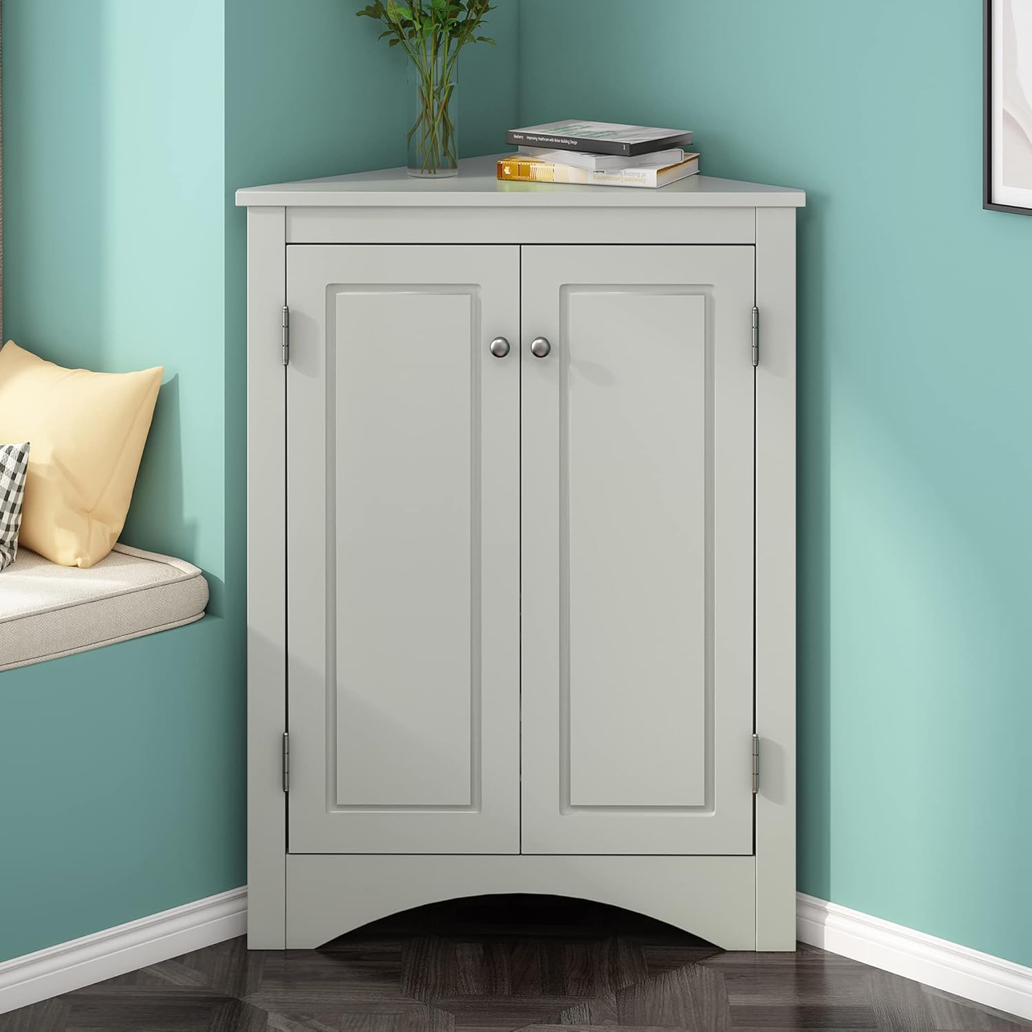 Corner with Adjustable Shelves Bathroom with Two Doors