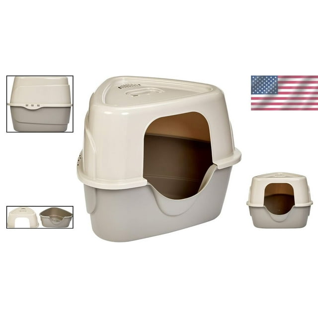 Corner Cat Litter Box Efficient Odor Control, Triangle Style